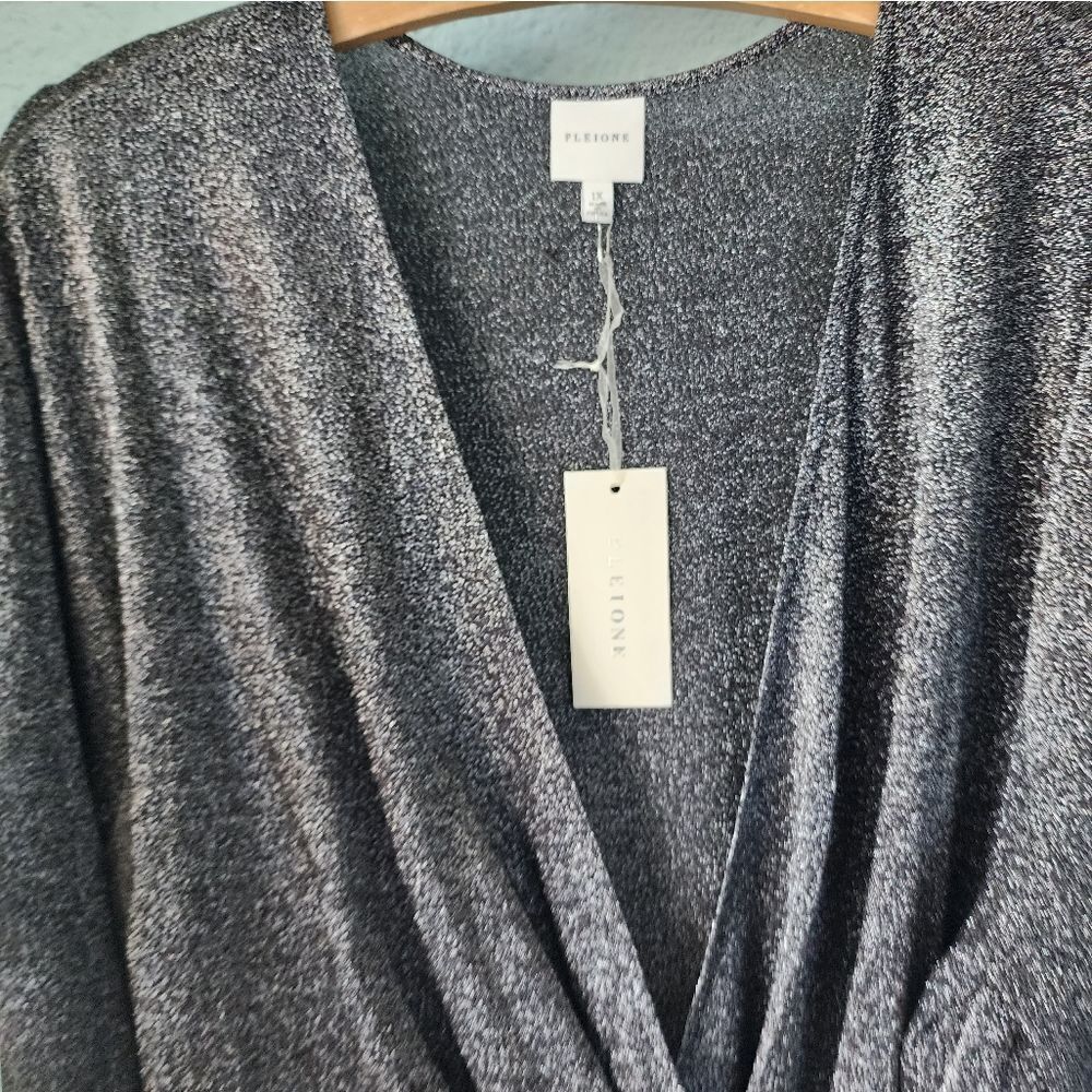 PLEIONE Metallic faux wrap midi dress - Picture 7 of 16